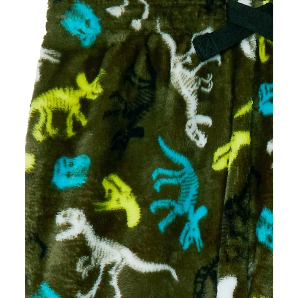 Boy's soft dinosaur and camo pj bottoms-Husky L(10-12)